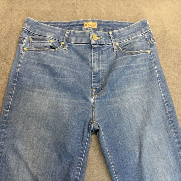 Mother Jeans Size 28 High Waisted Looker Crop Chill Blue Denim USA 5-Pocket - Picture 3 of 14